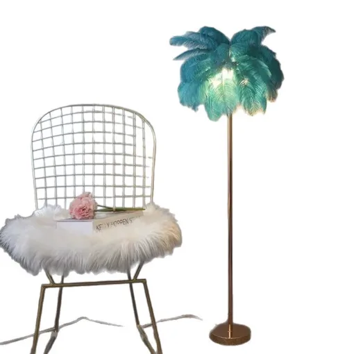 Feather Floor Lamp Living Room Ostrich Atmosphere Vertical Lamp Bedroom Bedside Lamp Internet Celebrity Light Luxury Live Broadcast Room Creative Table Lamp - Image 5