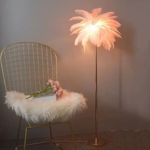 Feather Floor Lamp Living Room Ostrich Atmosphere Vertical Lamp Bedroom Bedside Lamp Internet Celebrity Light Luxury Live Broadcast Room Creative Table Lamp - Image 4