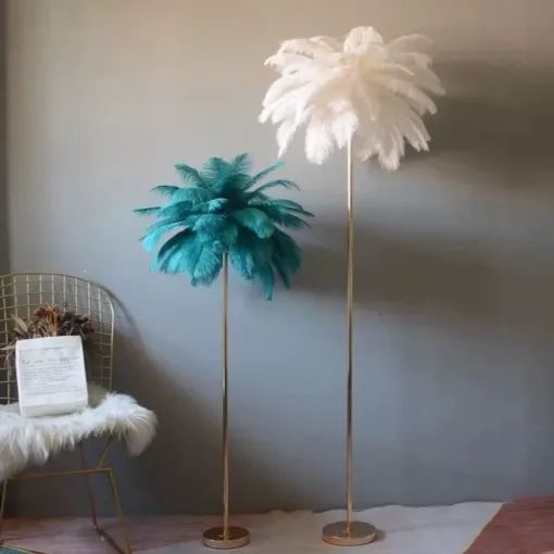 Feather Floor Lamp Living Room Ostrich Atmosphere Vertical Lamp Bedroom Bedside Lamp Internet Celebrity Light Luxury Live Broadcast Room Creative Table Lamp - Image 3