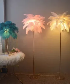 Feather Floor Lamp Living Room Ostrich Atmosphere Vertical Lamp Bedroom Bedside Lamp Internet Celebrity Light Luxury Live Broadcast Room Creative Table Lamp